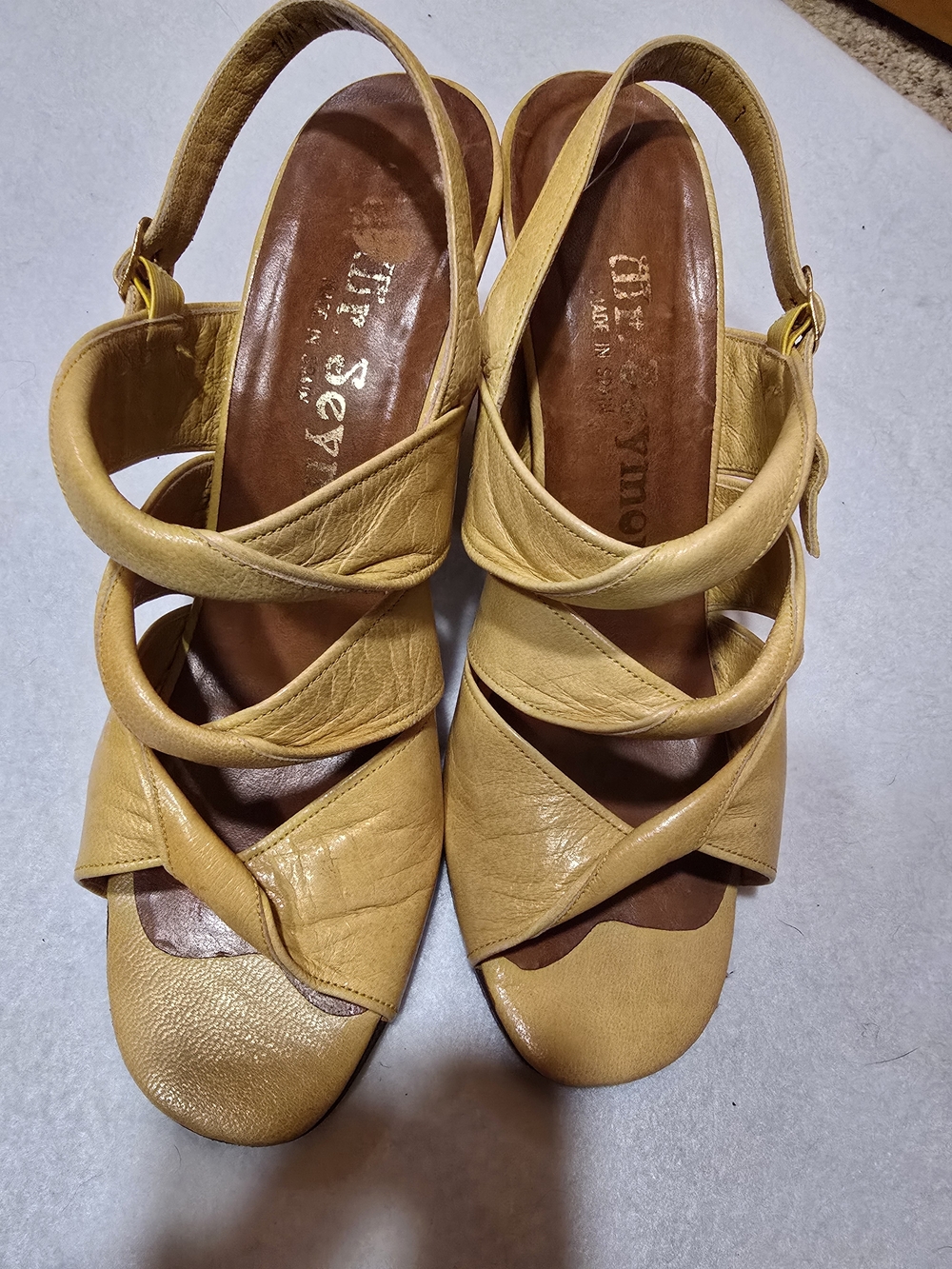 Vintage 1970's Leather Block Heels Mr. Seymour( Stuart Weitzman) 7 Rare MCM